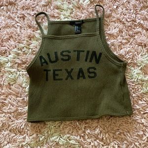 Olive Green cropped tank top, size Small